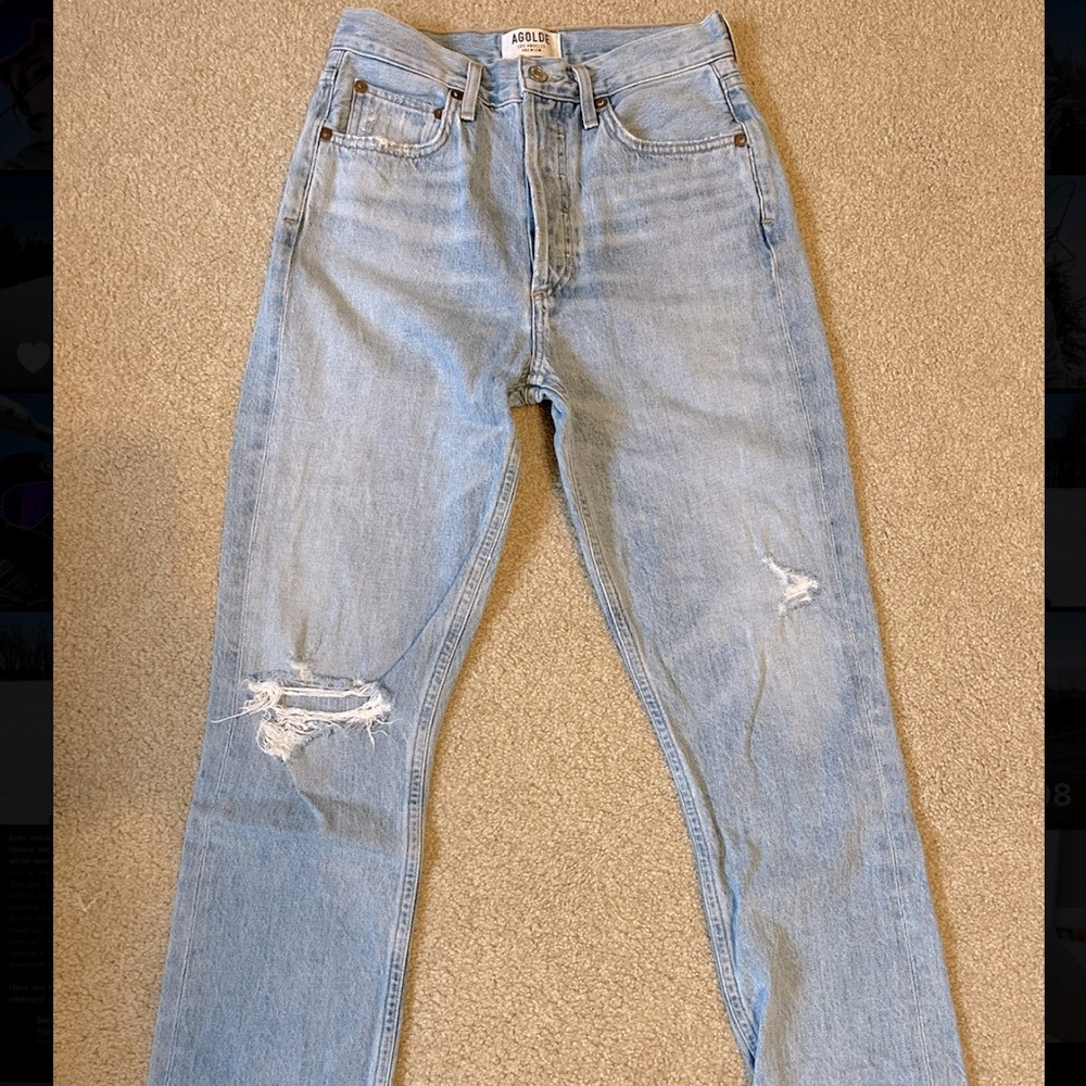 Agolde Jeans - Riley High Rise Straight Crop in Shatter